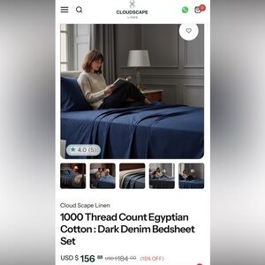 Dark Navy Blue Linen 1000 thread count Bedsheet Set Egyptian Cotton